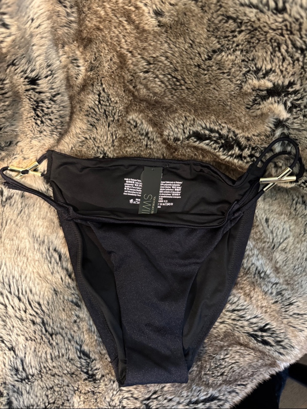 Victoria's Secret Black Bikini Bottom with Gold Hardware